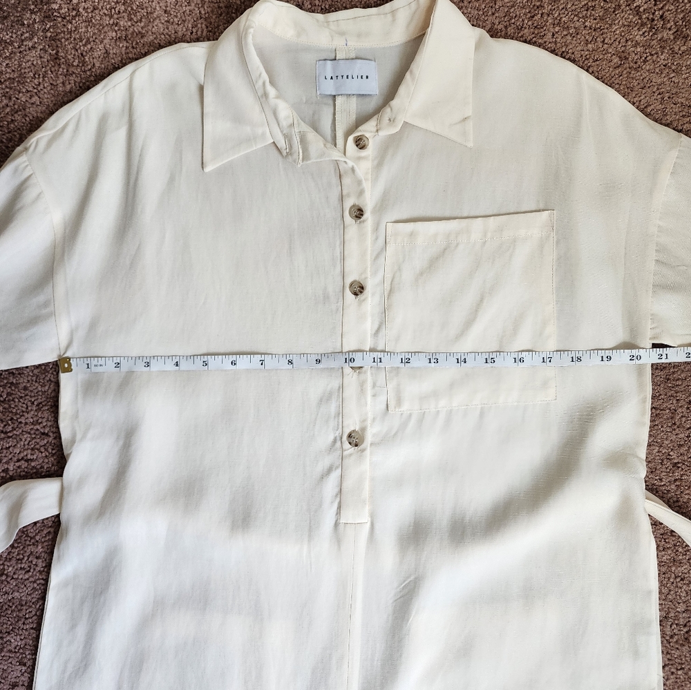 Lattelier Straight Belted Long-Sleeve Jumpsuit In Natural White Womans Small - Picture 11 of 16